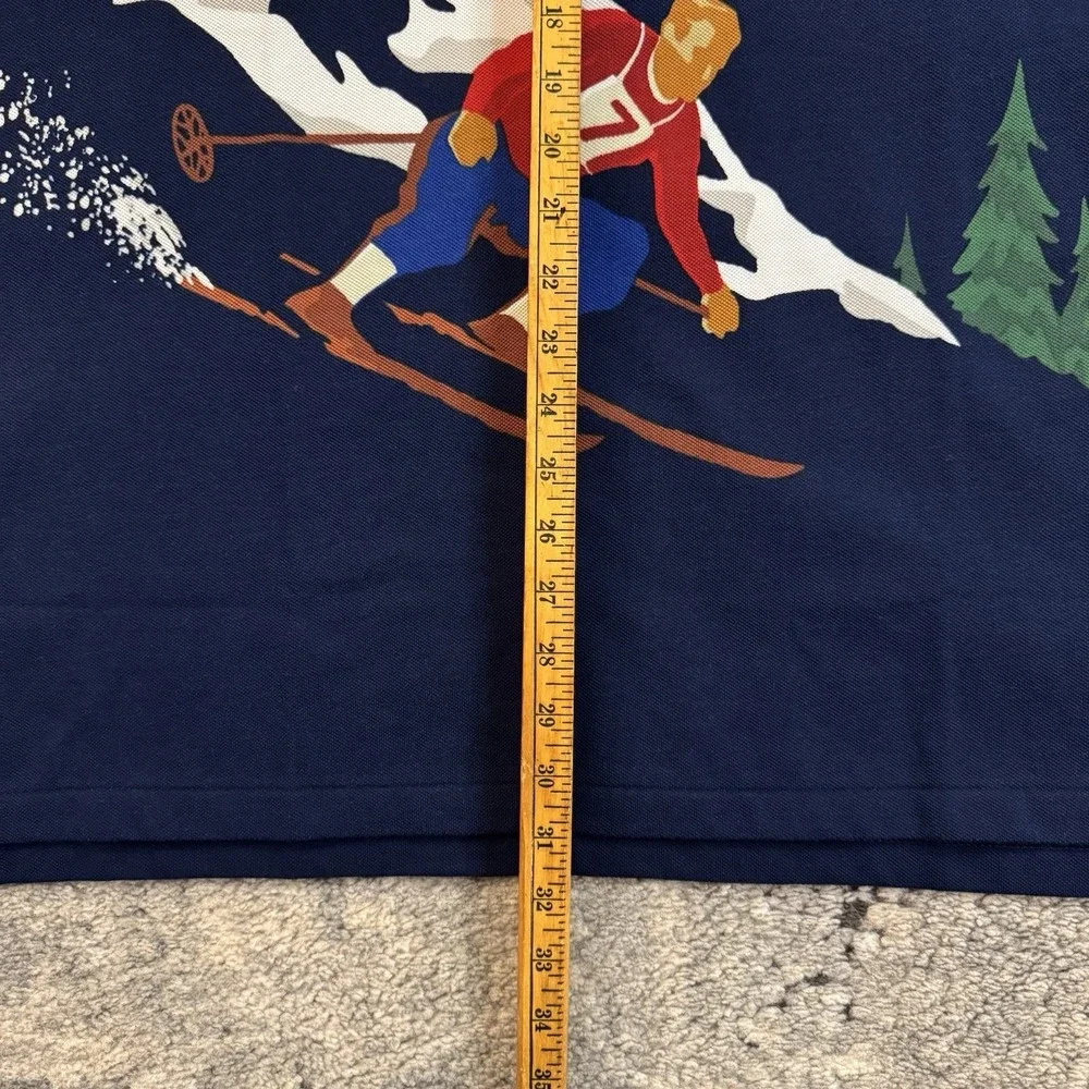 NWT Polo Ralph Lauren SKI Tourney Print Mesh Knit Collared Polo Shirt Navy 2XB